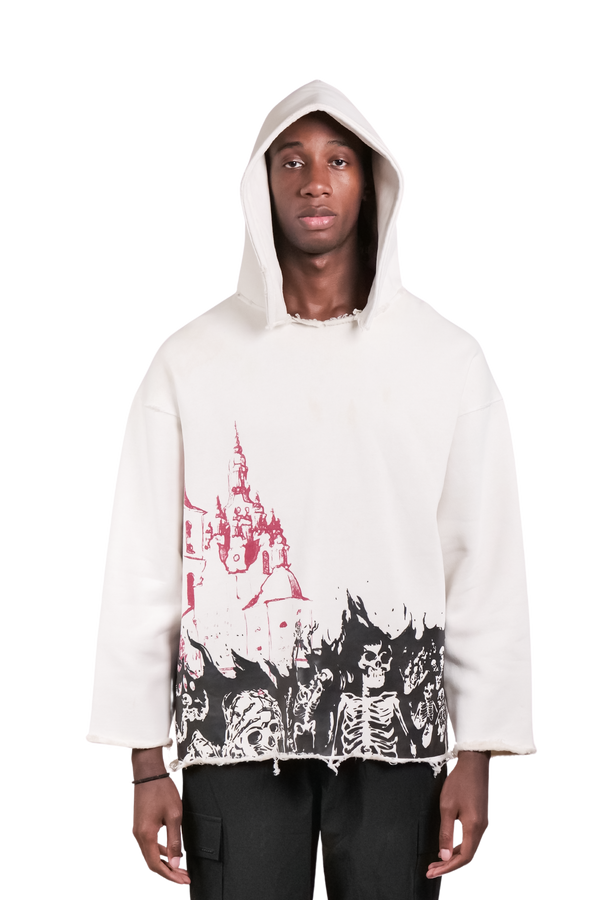 Infernal White Oversized Hoodie