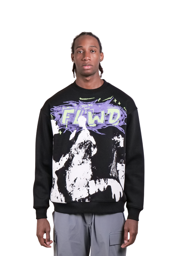 FLWD Spirits Black Oversized Sweatshirt